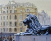 watercolour London Trafalgar square Lion